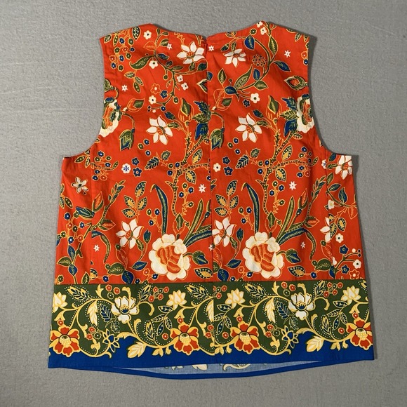 Tory Burch Dayton Samba Batik FlowerCotton Sleeveless Top Size 4 - Picture 7 of 10